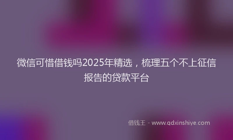 微信可惜借钱吗2025年精选，梳理五个不上征信报告的贷款平台