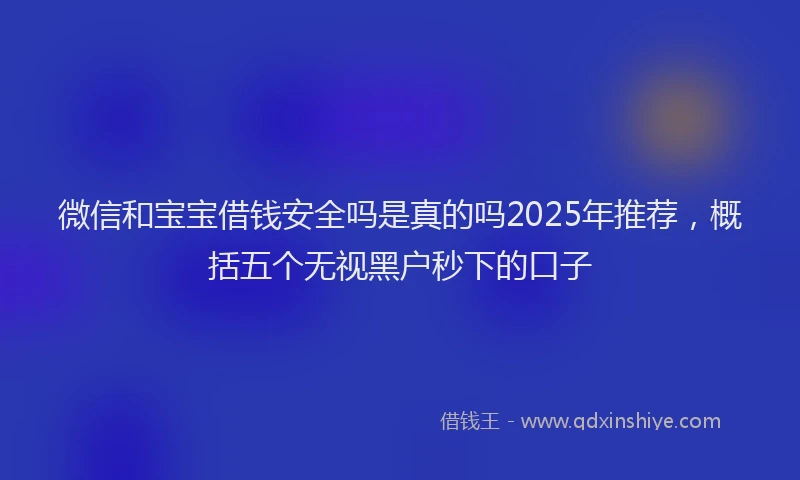 微信和宝宝借钱安全吗是真的吗2025年推荐，概括五个无视黑户秒下的口子