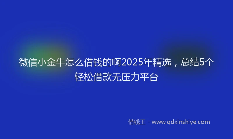微信小金牛怎么借钱的啊2025年精选，总结5个轻松借款无压力平台