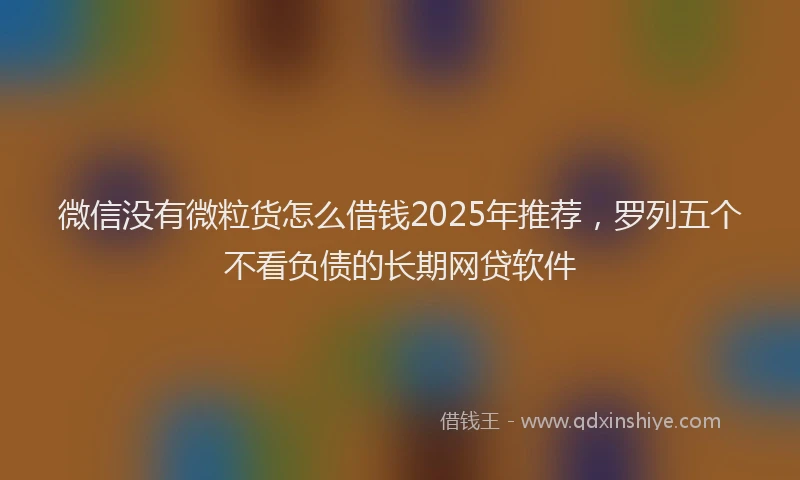 微信没有微粒货怎么借钱2025年推荐，罗列五个不看负债的长期网贷软件