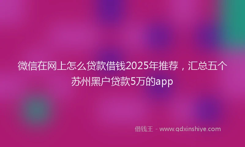 微信在网上怎么贷款借钱2025年推荐，汇总五个苏州黑户贷款5万的app