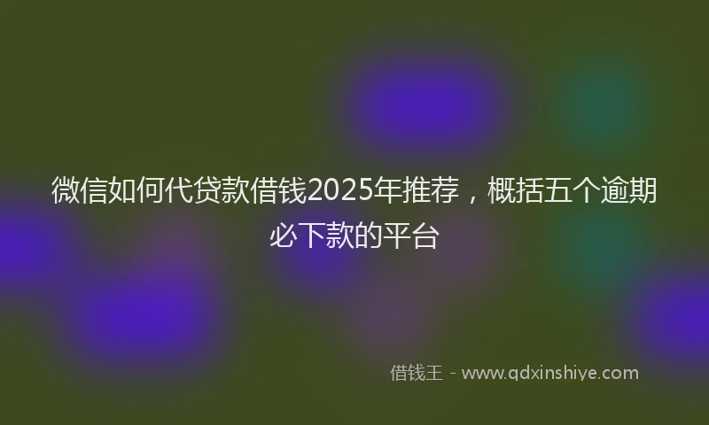 微信如何代贷款借钱2025年推荐，概括五个逾期必下款的平台