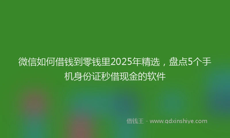 微信如何借钱到零钱里2025年精选，盘点5个手机身份证秒借现金的软件