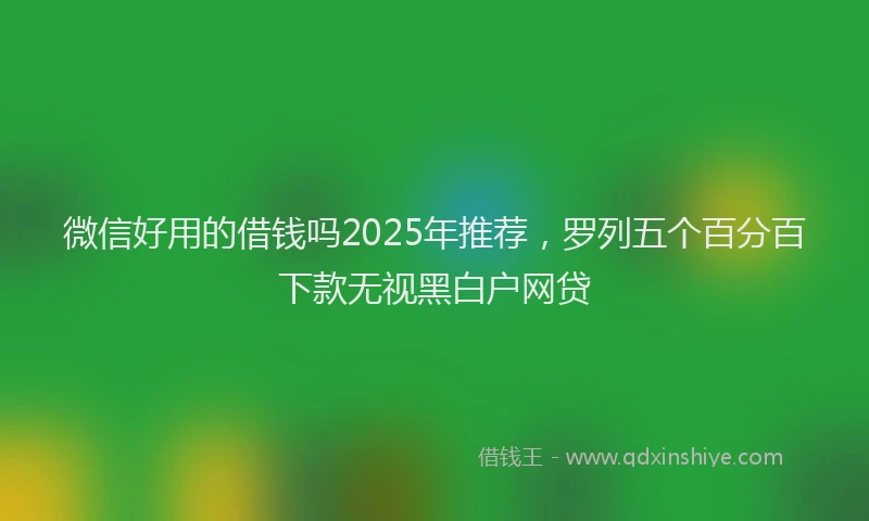 微信好用的借钱吗2025年推荐，罗列五个百分百下款无视黑白户网贷