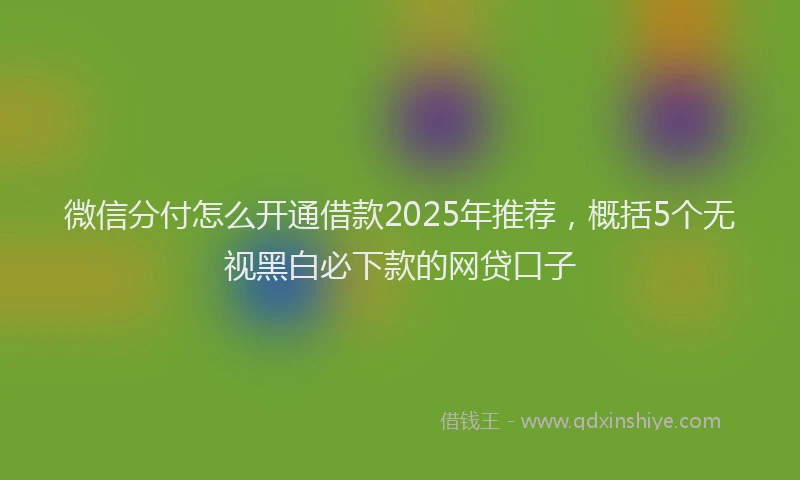 微信分付怎么开通借款2025年推荐，概括5个无视黑白必下款的网贷口子