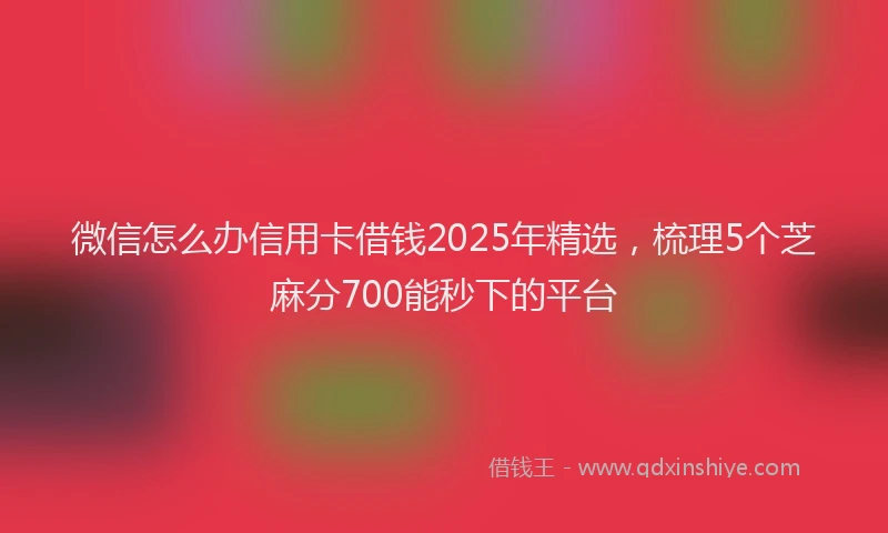 微信怎么办信用卡借钱2025年精选，梳理5个芝麻分700能秒下的平台