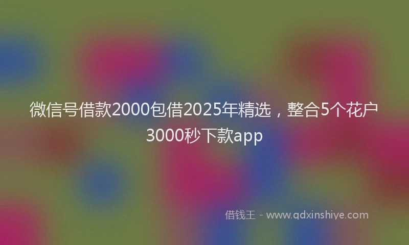微信号借款2000包借2025年精选，整合5个花户3000秒下款app
