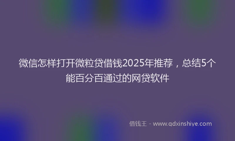 微信怎样打开微粒贷借钱2025年推荐，总结5个能百分百通过的网贷软件