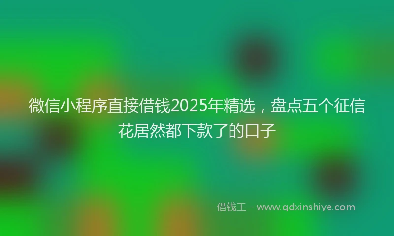 微信小程序直接借钱2025年精选，盘点五个征信花居然都下款了的口子