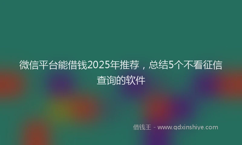 微信平台能借钱2025年推荐，总结5个不看征信查询的软件