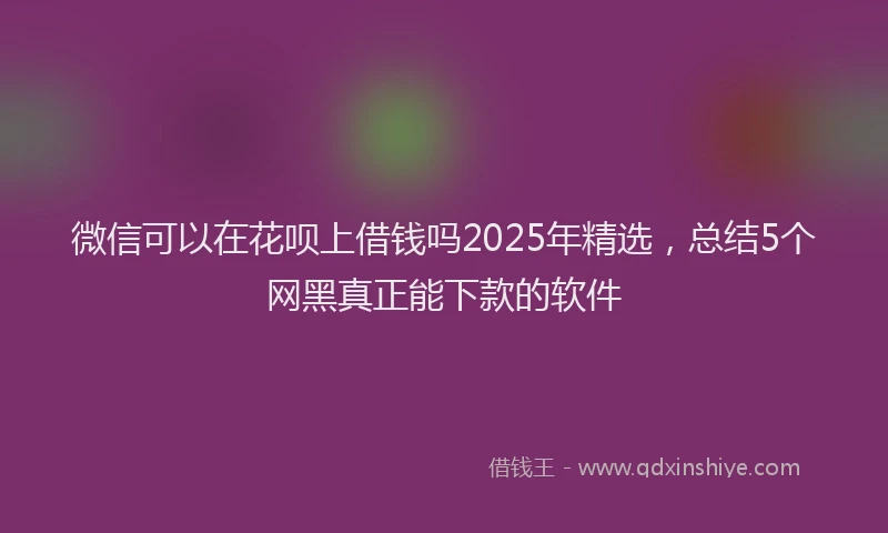 微信可以在花呗上借钱吗2025年精选，总结5个网黑真正能下款的软件