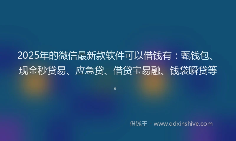 2025年的微信最新款软件可以借钱有：甄钱包、现金秒贷易、应急贷、借贷宝易融、钱袋瞬贷等。