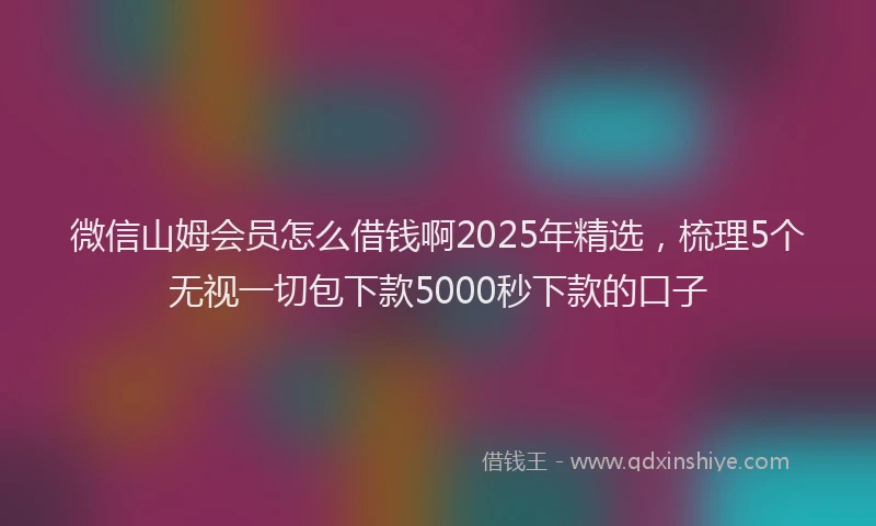 微信山姆会员怎么借钱啊2025年精选，梳理5个无视一切包下款5000秒下款的口子