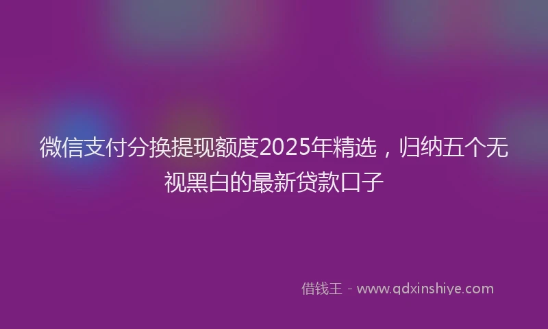 微信支付分换提现额度2025年精选，归纳五个无视黑白的最新贷款口子