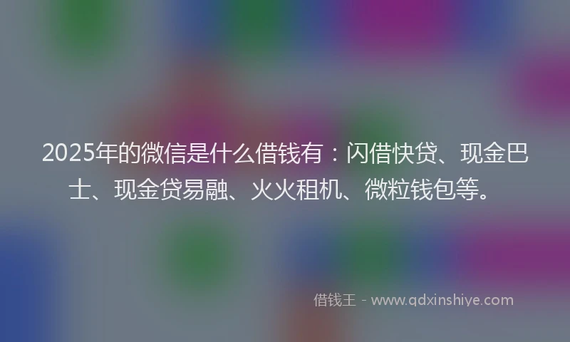 2025年的微信是什么借钱有：闪借快贷、现金巴士、现金贷易融、火火租机、微粒钱包等。