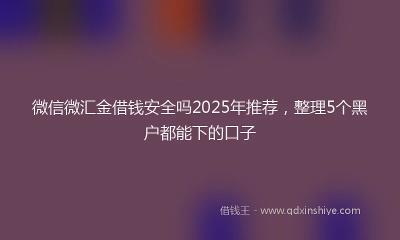 微信微汇金借钱安全吗2025年推荐，整理5个黑户都能下的口子