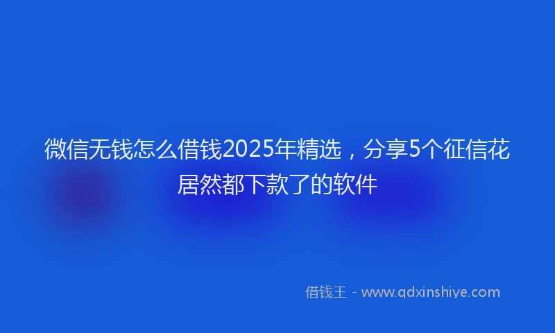 微信无钱怎么借钱2025年精选，分享5个征信花居然都下款了的软件