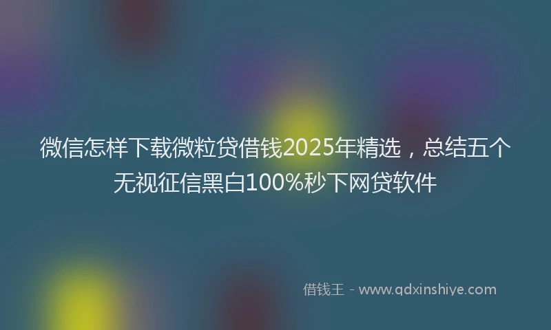 微信怎样下载微粒贷借钱2025年精选，总结五个无视征信黑白100%秒下网贷软件