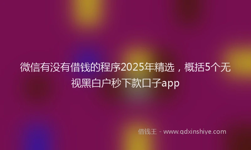微信有没有借钱的程序2025年精选，概括5个无视黑白户秒下款口子app