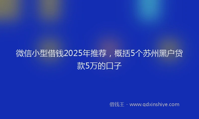 微信小型借钱2025年推荐，概括5个苏州黑户贷款5万的口子