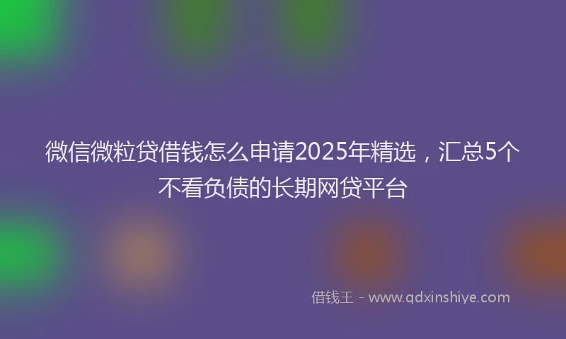 微信微粒贷借钱怎么申请2025年精选，汇总5个不看负债的长期网贷平台