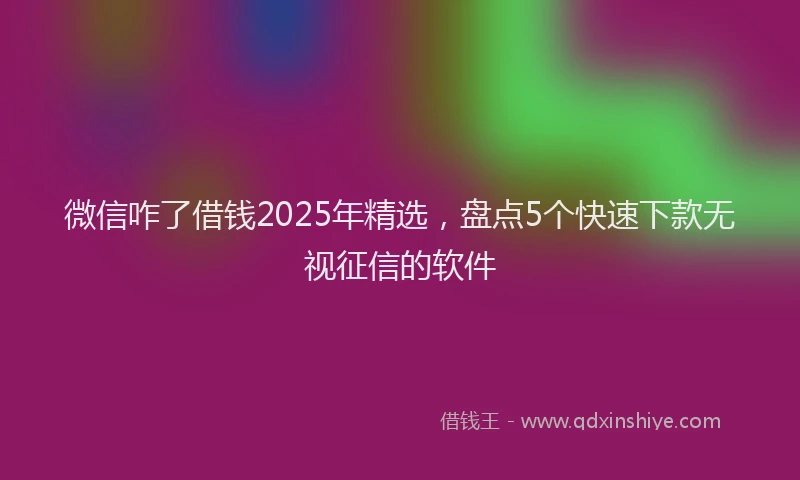微信咋了借钱2025年精选，盘点5个快速下款无视征信的软件
