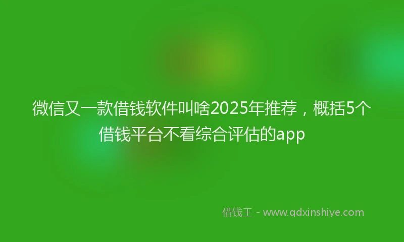 微信又一款借钱软件叫啥2025年推荐，概括5个借钱平台不看综合评估的app