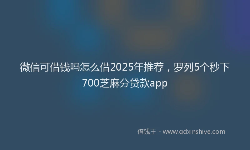 微信可借钱吗怎么借2025年推荐，罗列5个秒下700芝麻分贷款app