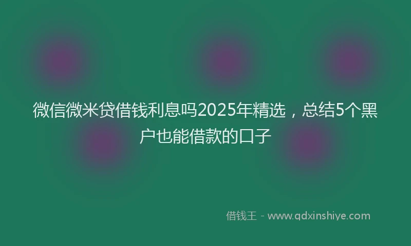 微信微米贷借钱利息吗2025年精选，总结5个黑户也能借款的口子