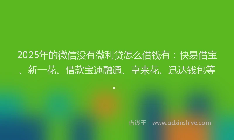 2025年的微信没有微利贷怎么借钱有：快易借宝、新一花、借款宝速融通、享来花、迅达钱包等。