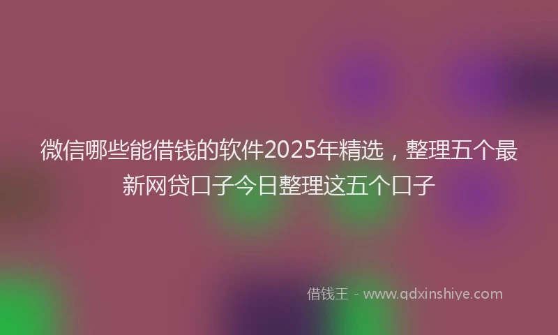 微信哪些能借钱的软件2025年精选，整理五个最新网贷口子今日整理这五个口子