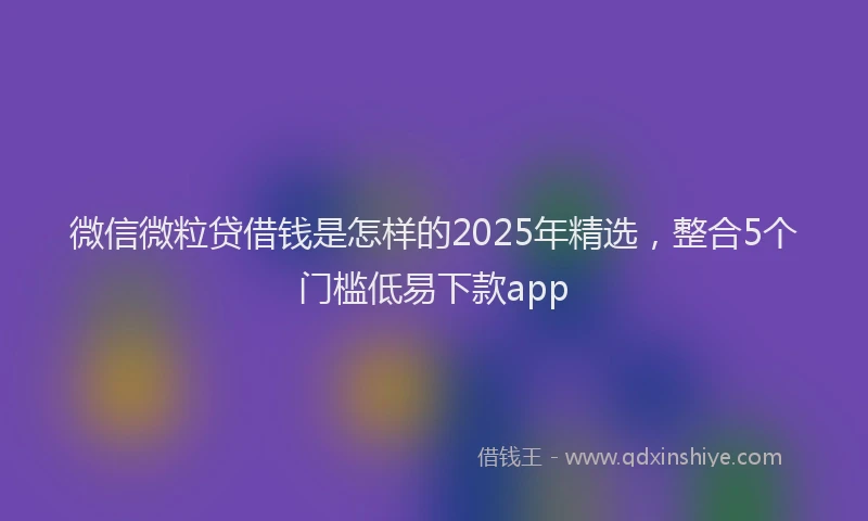 微信微粒贷借钱是怎样的2025年精选，整合5个门槛低易下款app