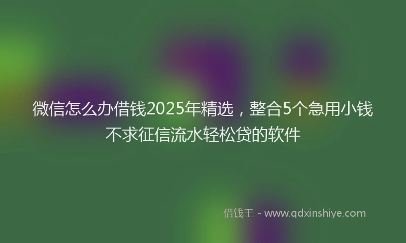 微信怎么办借钱2025年精选，整合5个急用小钱不求征信流水轻松贷的软件