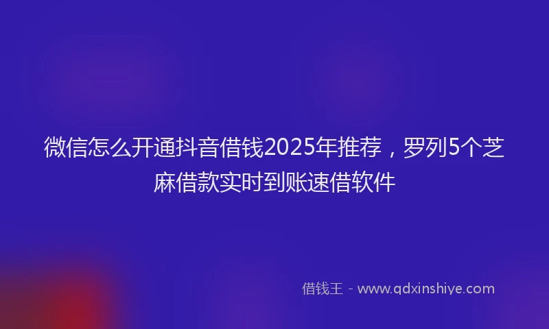 微信怎么开通抖音借钱2025年推荐，罗列5个芝麻借款实时到账速借软件