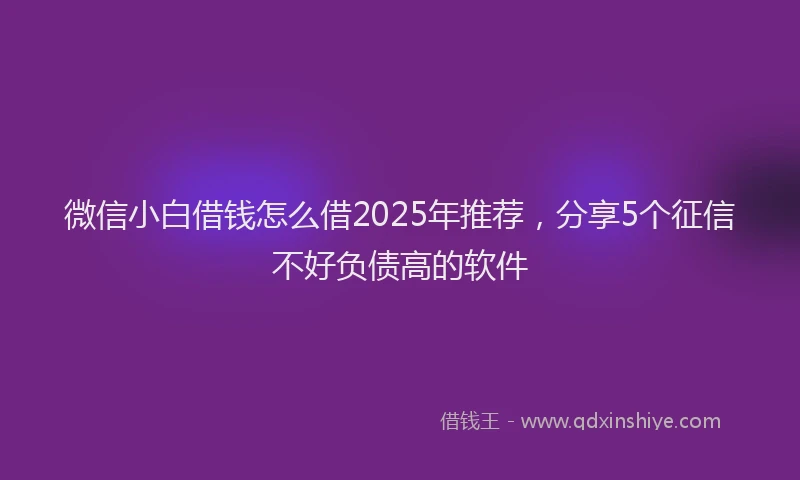微信小白借钱怎么借2025年推荐，分享5个征信不好负债高的软件