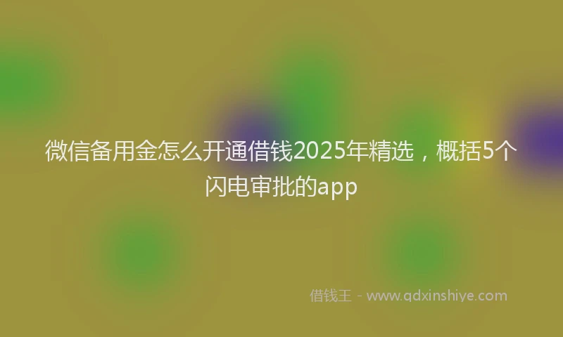 微信备用金怎么开通借钱2025年精选，概括5个闪电审批的app