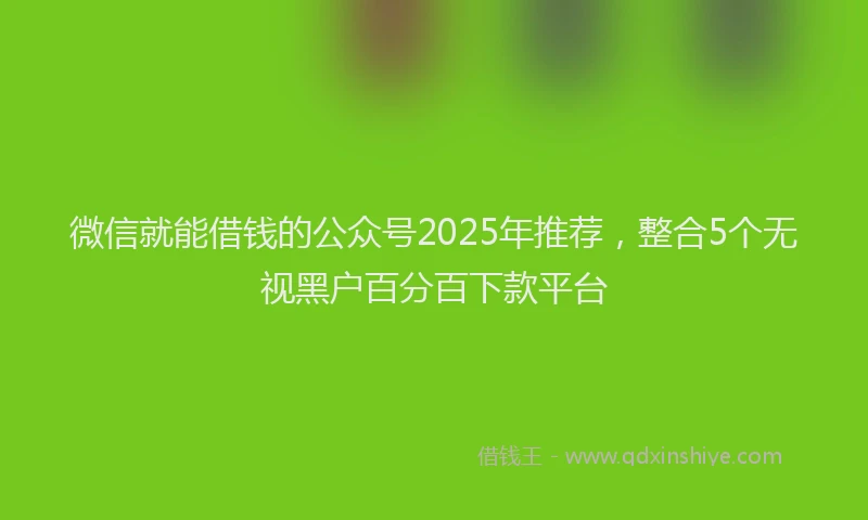 微信就能借钱的公众号2025年推荐，整合5个无视黑户百分百下款平台