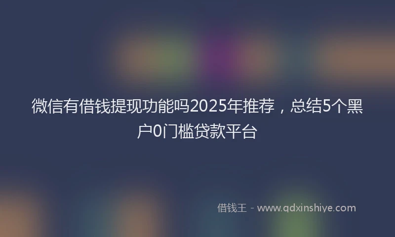 微信有借钱提现功能吗2025年推荐，总结5个黑户0门槛贷款平台