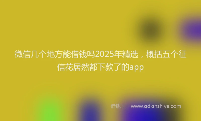 微信几个地方能借钱吗2025年精选，概括五个征信花居然都下款了的app
