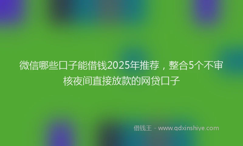 微信哪些口子能借钱2025年推荐，整合5个不审核夜间直接放款的网贷口子