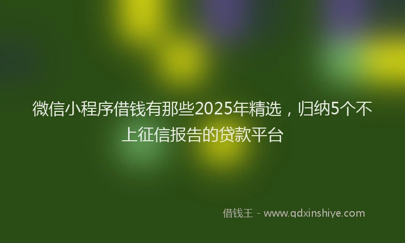 微信小程序借钱有那些2025年精选，归纳5个不上征信报告的贷款平台