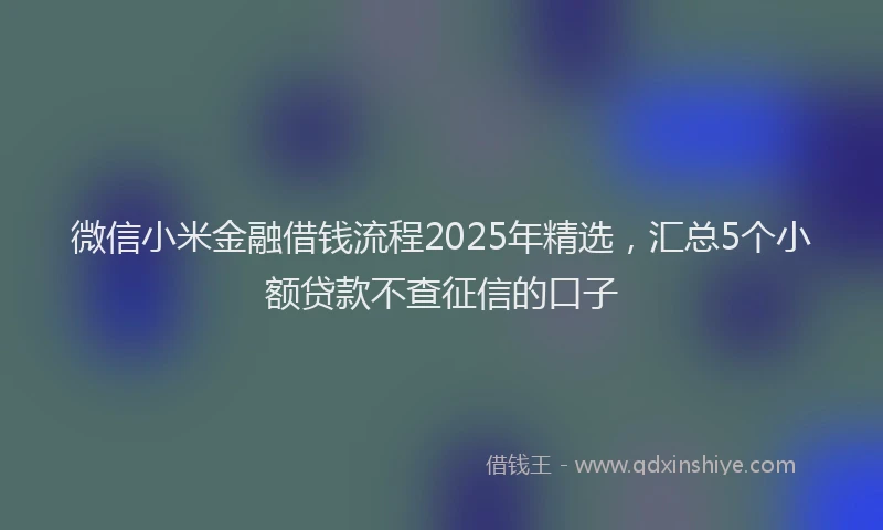 微信小米金融借钱流程2025年精选，汇总5个小额贷款不查征信的口子