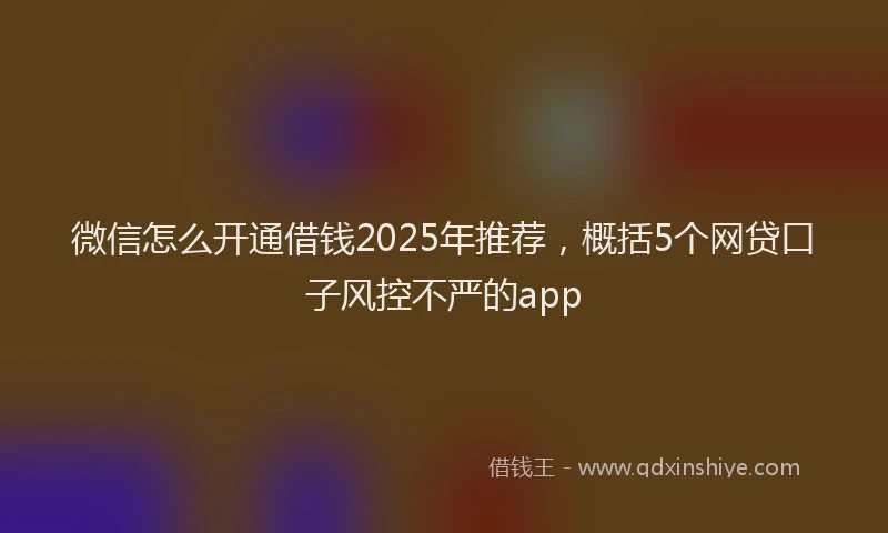 微信怎么开通借钱2025年推荐，概括5个网贷口子风控不严的app