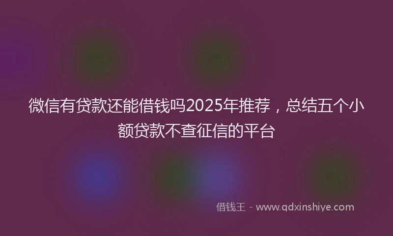 微信有贷款还能借钱吗2025年推荐，总结五个小额贷款不查征信的平台