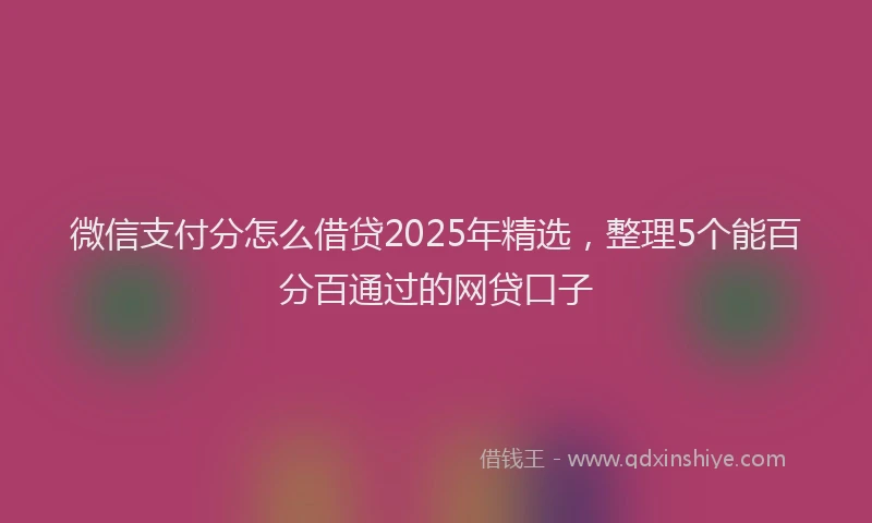 微信支付分怎么借贷2025年精选，整理5个能百分百通过的网贷口子