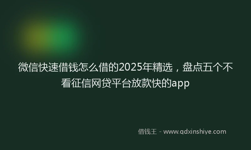 微信快速借钱怎么借的2025年精选，盘点五个不看征信网贷平台放款快的app