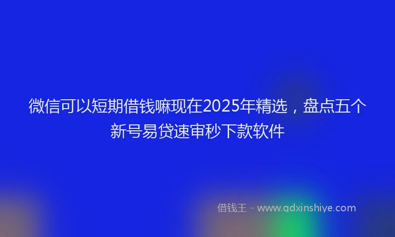 微信可以短期借钱嘛现在2025年精选，盘点五个新号易贷速审秒下款软件