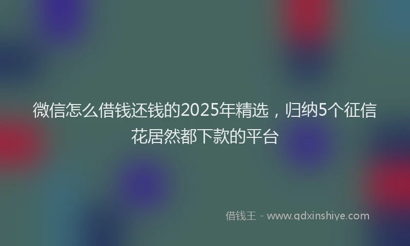 微信怎么借钱还钱的2025年精选，归纳5个征信花居然都下款的平台