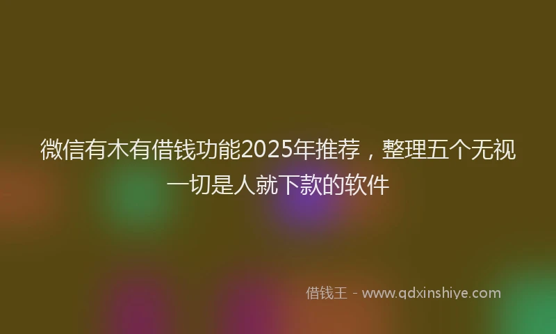 微信有木有借钱功能2025年推荐，整理五个无视一切是人就下款的软件