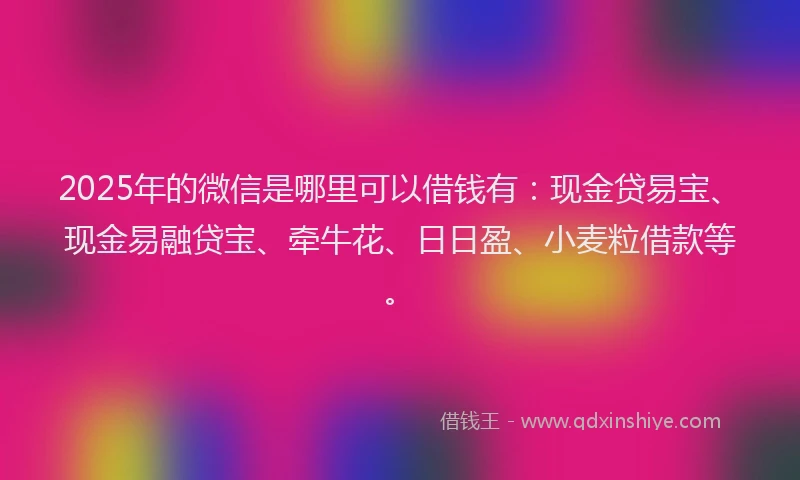 2025年的微信是哪里可以借钱有：现金贷易宝、现金易融贷宝、牵牛花、日日盈、小麦粒借款等。
